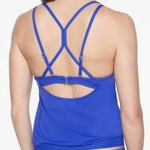 NWT Athleta Cross Back Blousy Tankini Caspian Blue